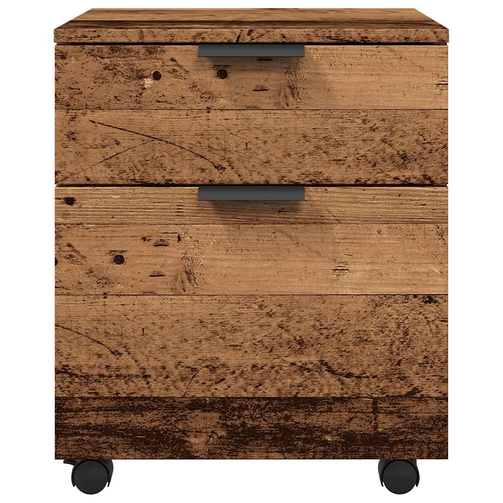 Schedario con Ruote Legno Antico 45x38x54 cm Legno Multistrato 856949