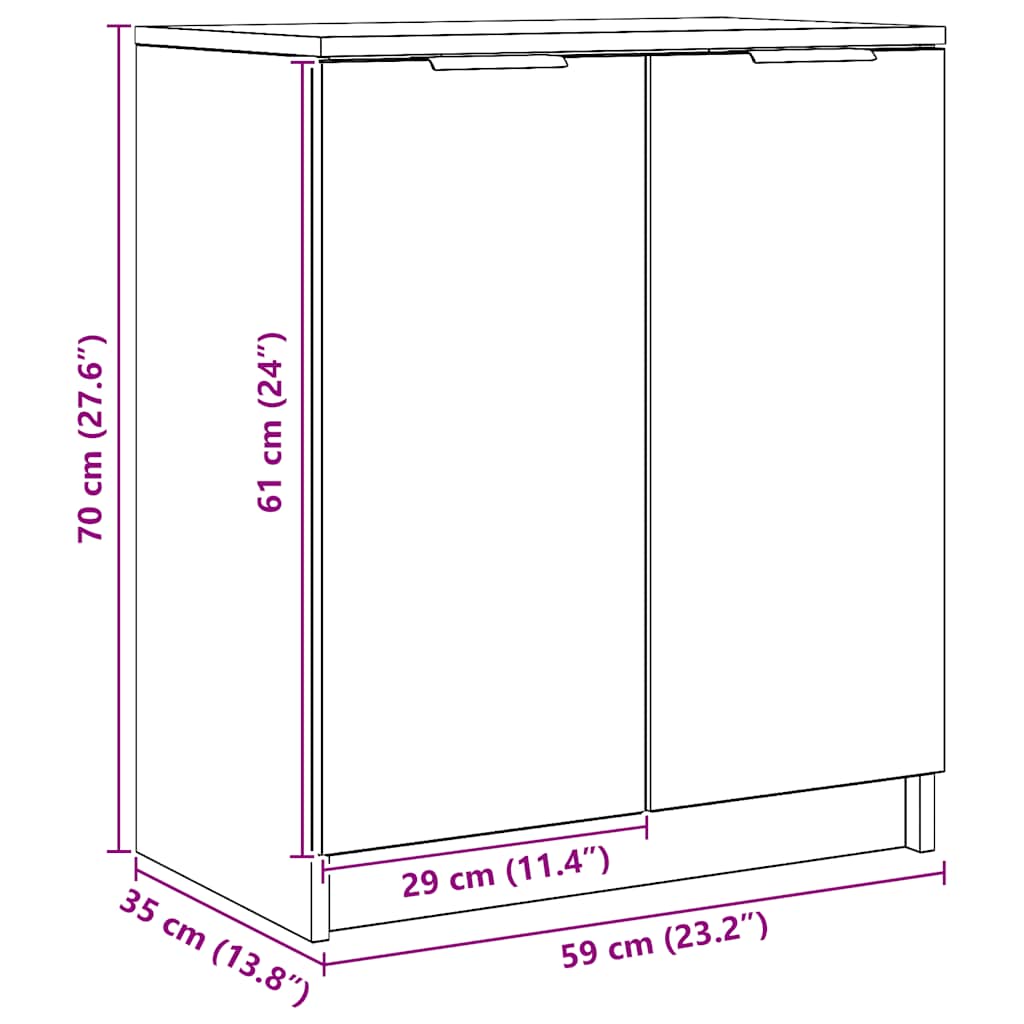 vidaXL Scarpiera Rovere Artigianale 59x35x70 cm in Truciolato