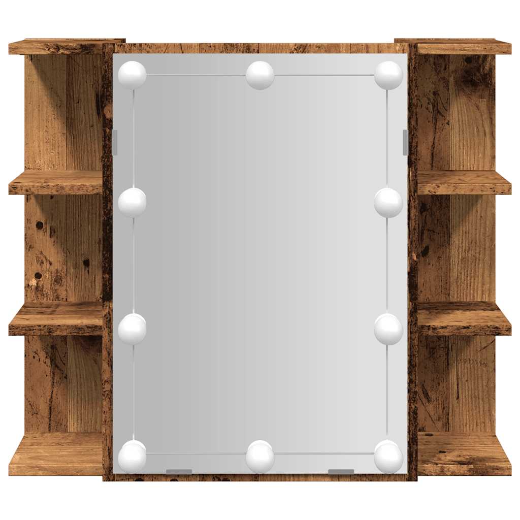Mobile a Specchio con LED-Armadietto a Specchio Legno Antico 70x16,5x60 cm