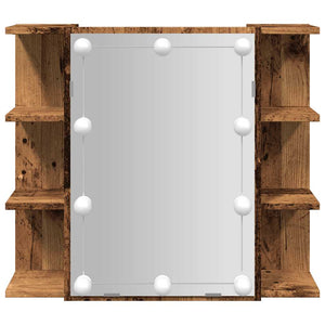 vidaXL Mobile a Specchio con LED Legno Antico 70x16,5x60 cm
