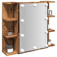 vidaXL Mobile a Specchio con LED Legno Antico 70x16,5x60 cm