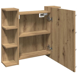 Mobile a Specchio con LED Rovere Artigianale 70x16,5x60 cm 857004