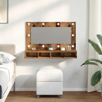 Mobile a Specchio con LED Legno Antico 90x31,5x62 cm 857005