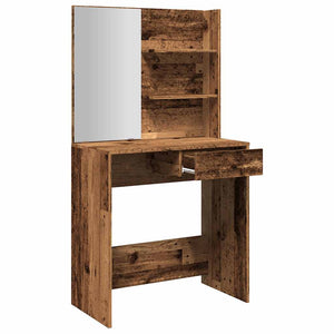 Toeletta con Specchio-Tavolo da Vanit¨¤ Legno Vecchio 74,5x40x141 cm