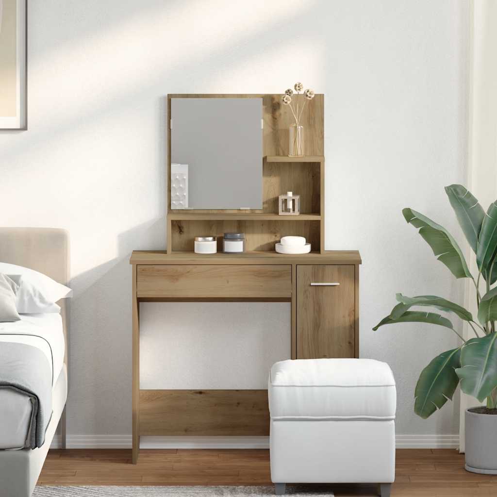 Toeletta con Specchio Rovere Artigianale 86,5x35x136 cm 857010