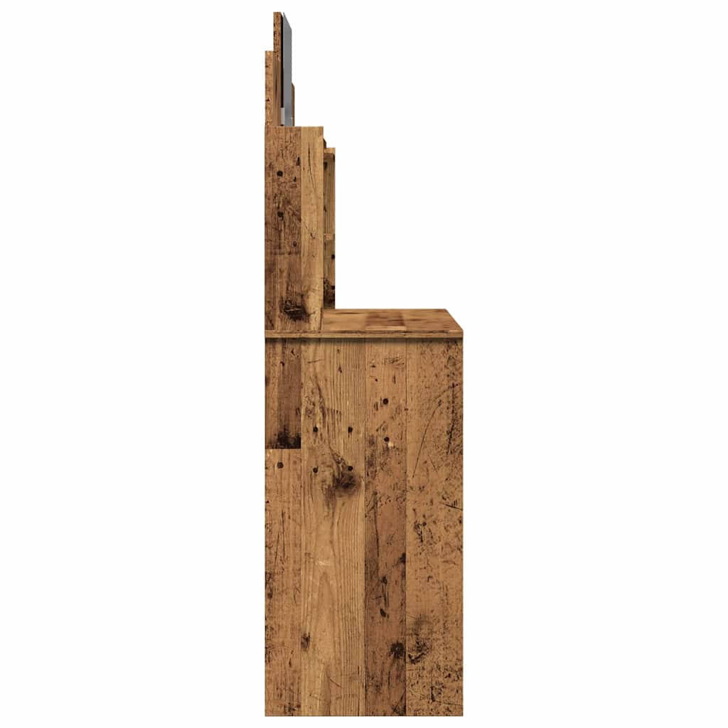 Toeletta con Specchio-Tavolo da Vanit¨¤ Legno Antico 96x39x142 cm