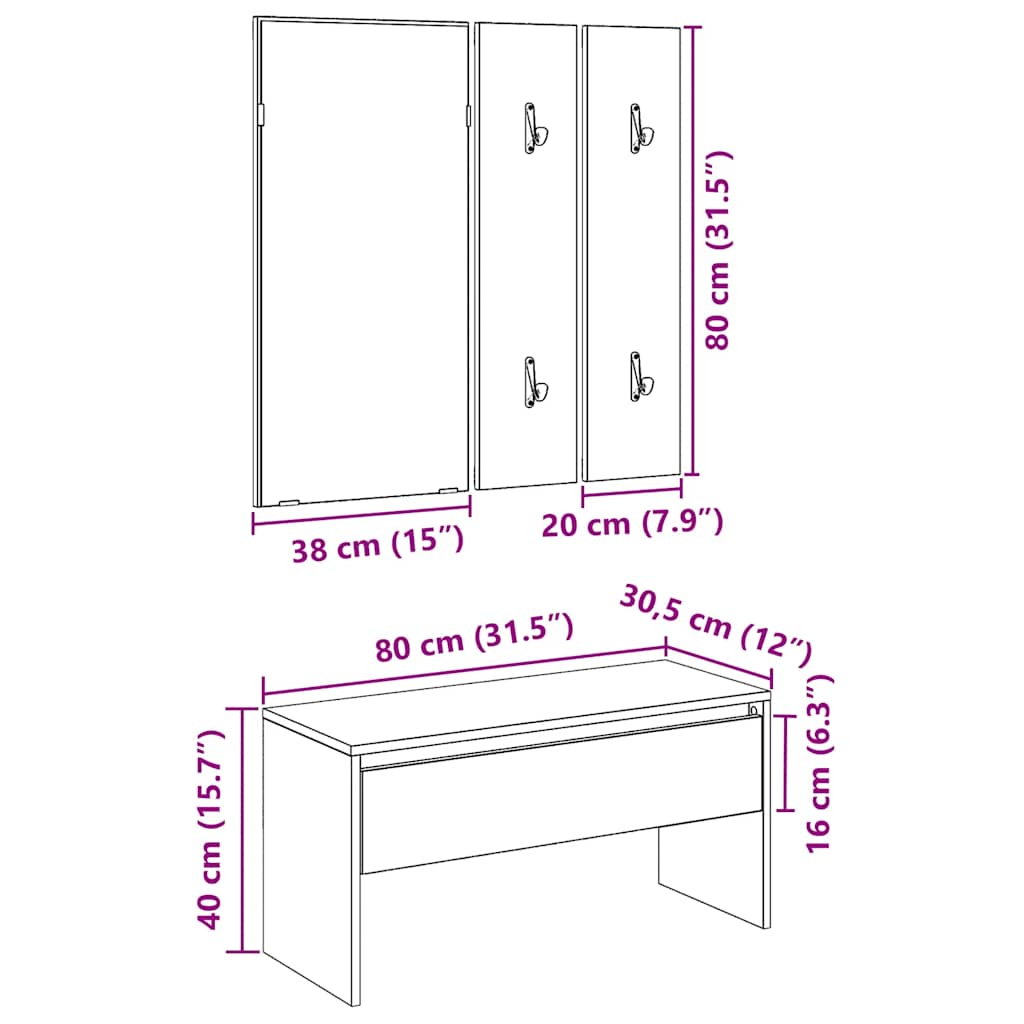 Set di Mobili da Corridoio Rovere Artigianale Legno Multistrato 857020