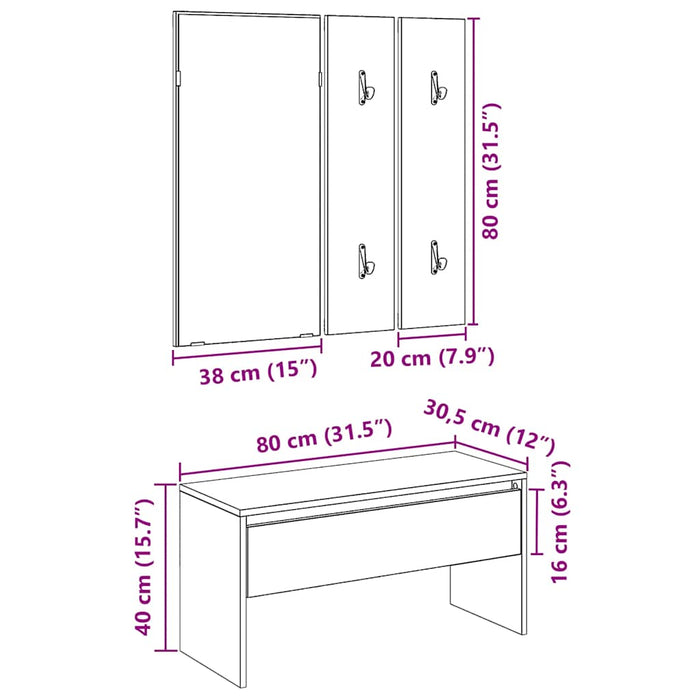Set di Mobili da Corridoio Rovere Artigianale Legno Multistrato 857020