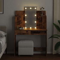 Toeletta con Luci LED Legno Antico 96x40x142 cm 857025