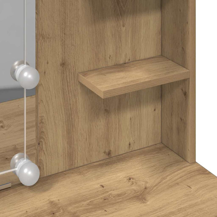 Toeletta con Luci LED Rovere Artigianale 96x40x142 cm 857026