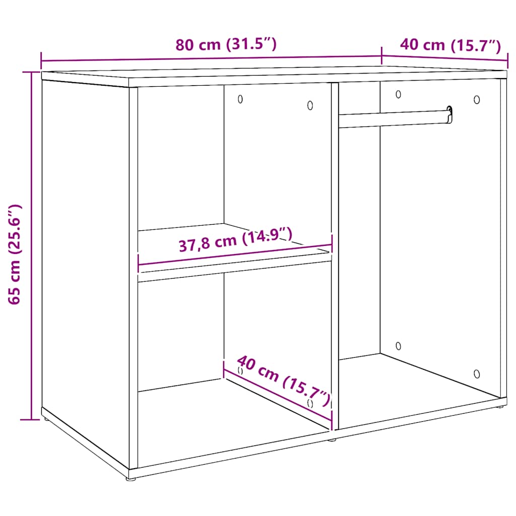 vidaXL Armadietto per Cosmetici Rovere Artigianale 80x40x65 cm