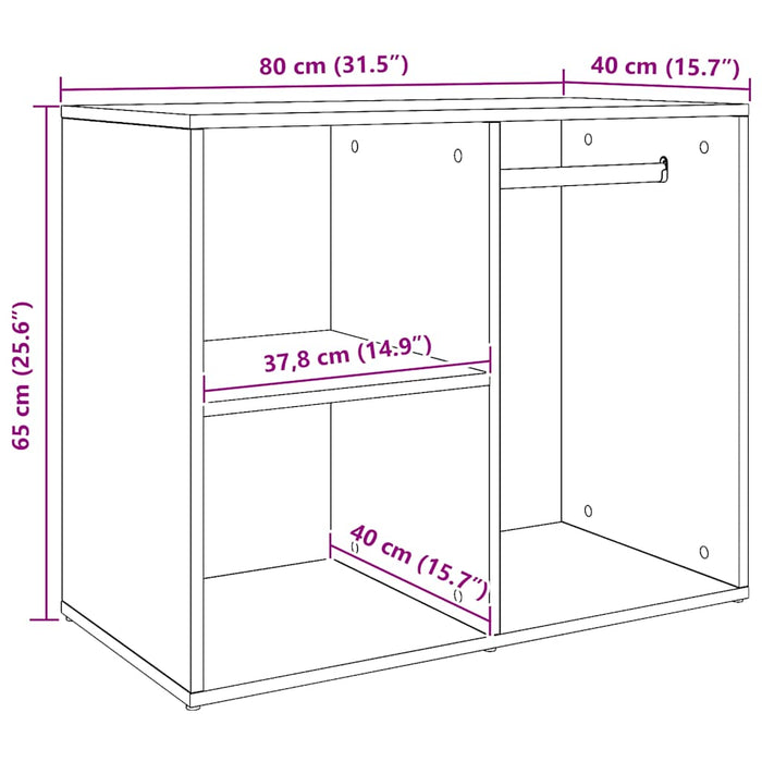 Armadietto per Cosmetici Rovere Artigianale 80x40x65 cm 857032