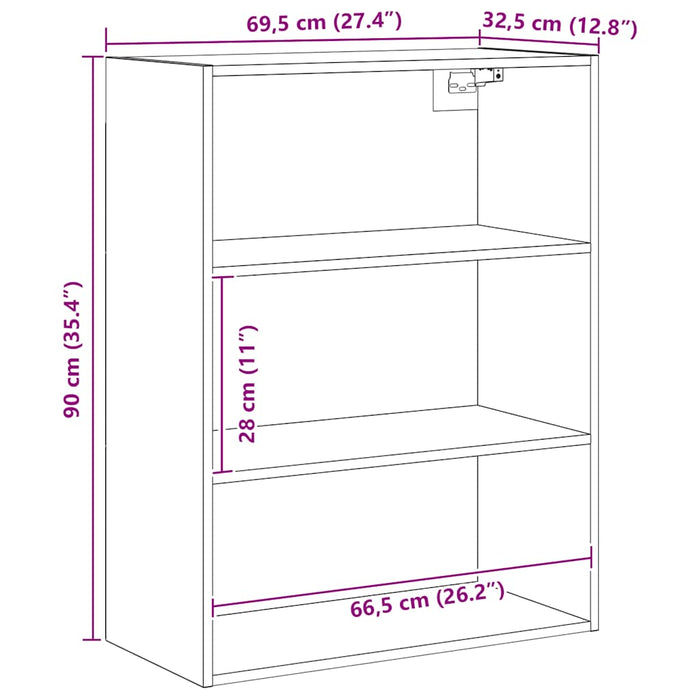 Armadietto Pensile Rovere Artigianale 69,5x32,5x90 cm 857046