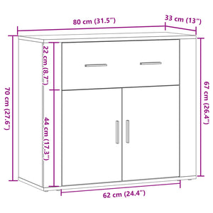 Credenza Legno Vecchio 80x33x70 cm in Truciolato