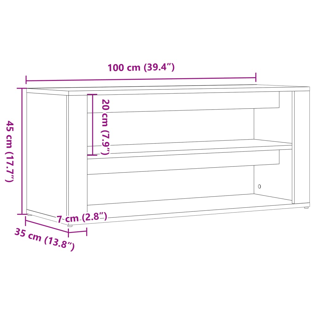 Scarpiera Rovere Artigianale 100x35x45 cm in Truciolato 857090