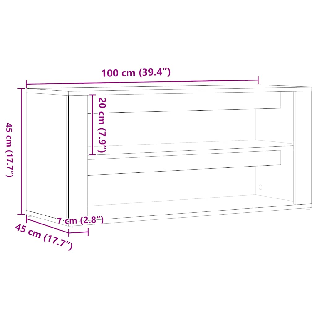 Scarpiera Rovere Artigianale 100x35x45 cm in Truciolato 857090