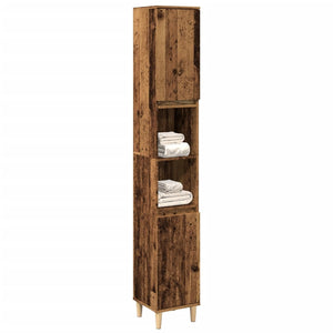 Armadietto Bagno Legno Antico 30x30x190 cm in Legno Multistrato 857102