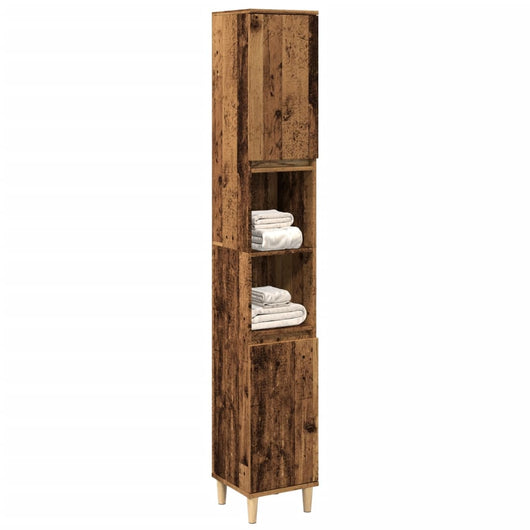Armadietto Bagno Legno Antico 30x30x190 cm in Legno Multistrato 857102
