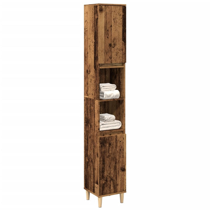 Armadietto Bagno Legno Antico 30x30x190 cm in Legno Multistrato 857102