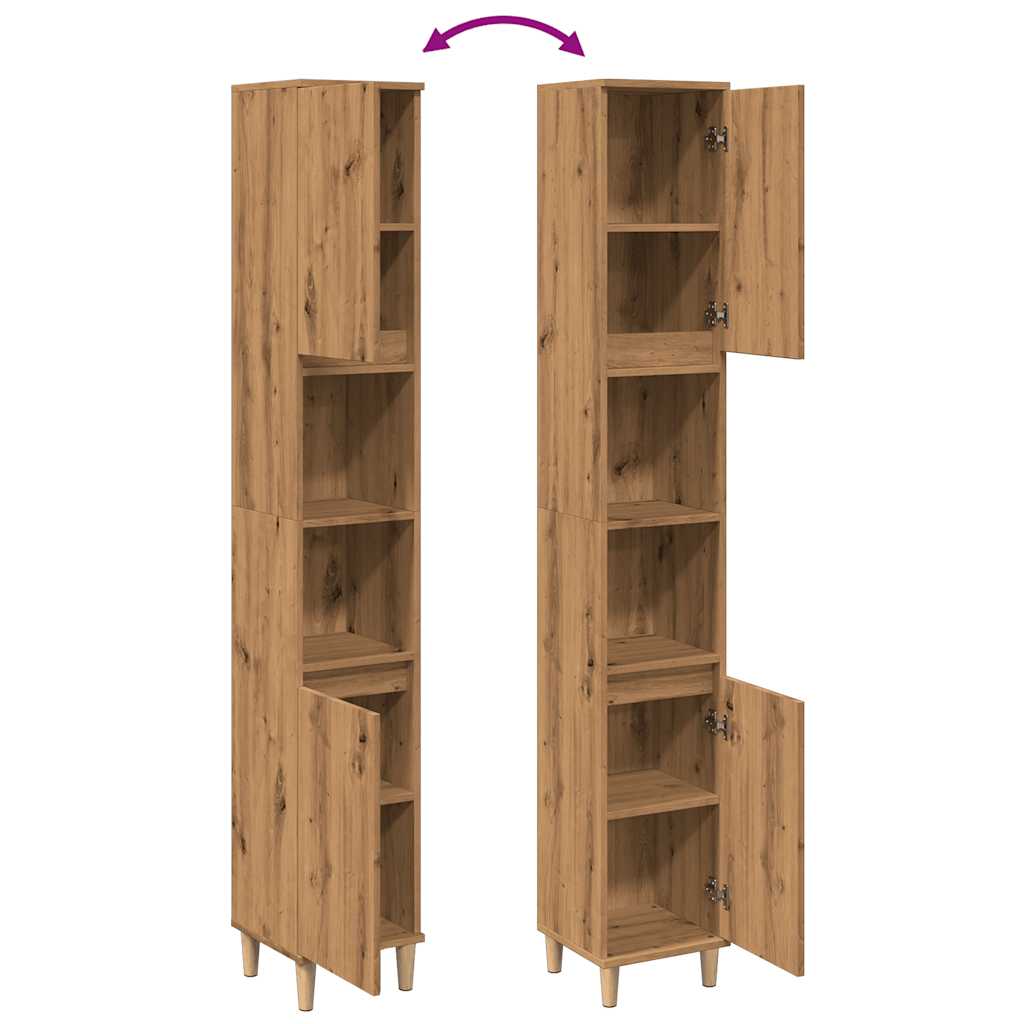 Armadietto Bagno Rovere 30x30x190 cm Legno Multistrato 857103