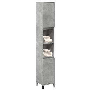 Armadietto Bagno Grigio Cemento 30x30x190 cm Legno Multistrato