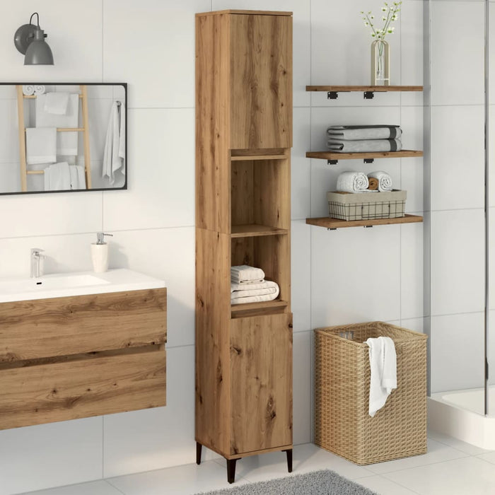 Armadietto Bagno Rovere 30x30x190 cm Legno Multistrato