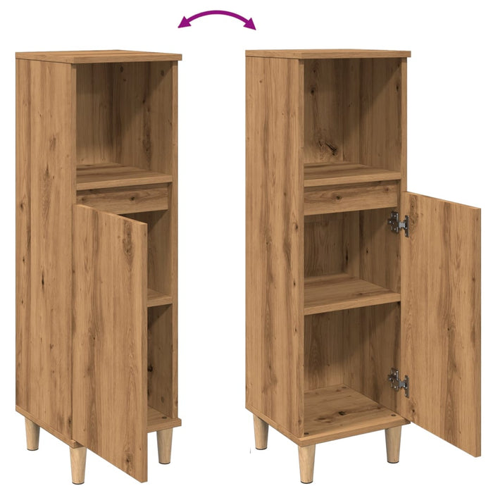 Armadietto da Bagno Rovere Artigianale 30x30x100 cm Truciolato 857109