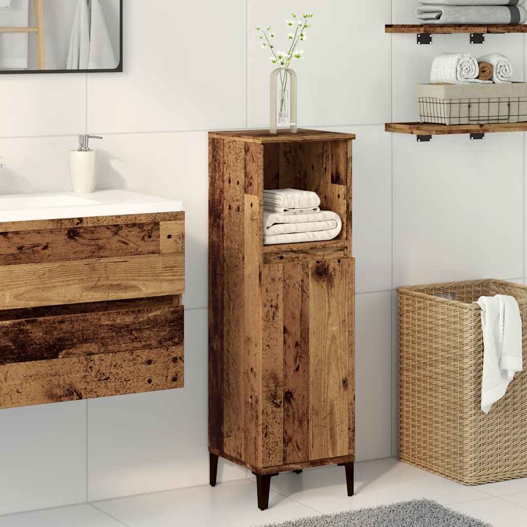 Armadietto da Bagno Legno Antico 30x30x100 cm in Truciolato 857111