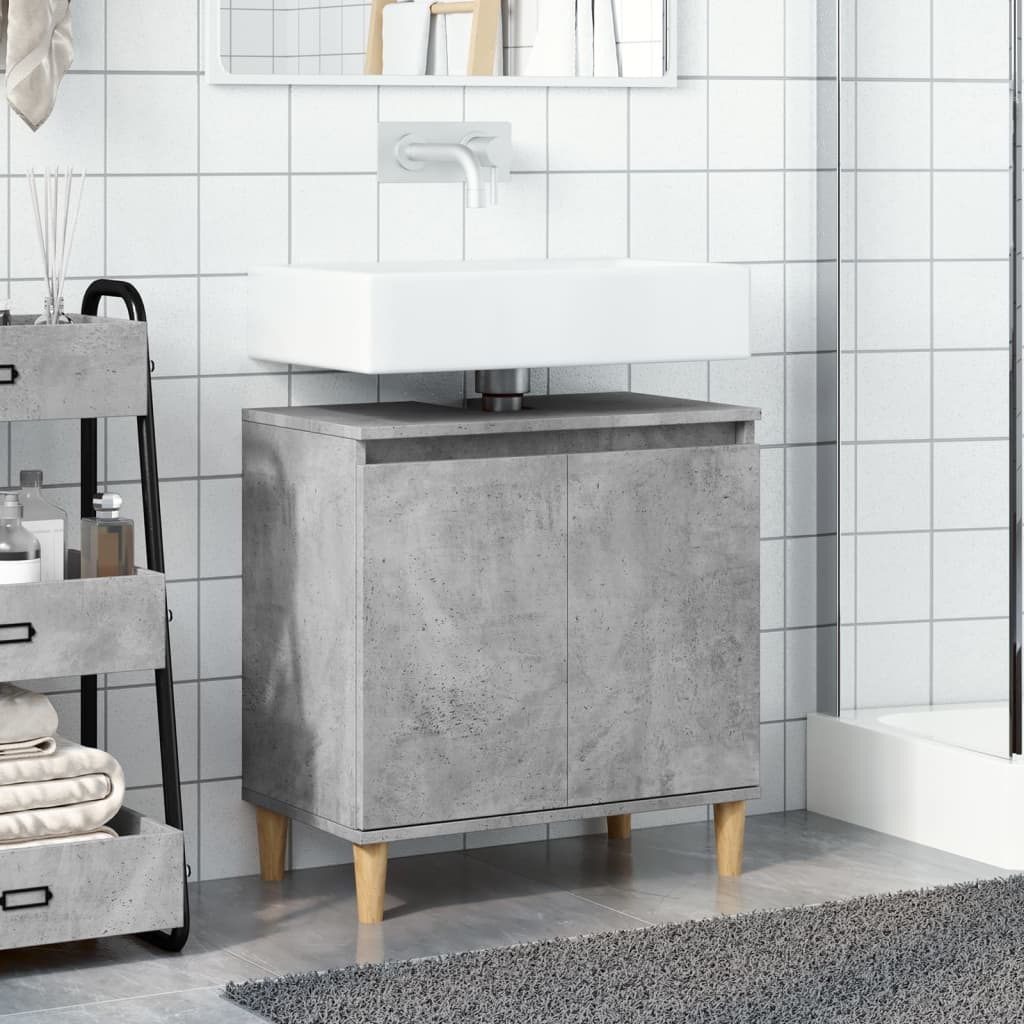 Mobile Lavabo-Armadietto da bagno Grigio Cemento 58x33x60 cm in Legno Multistrato 576367
