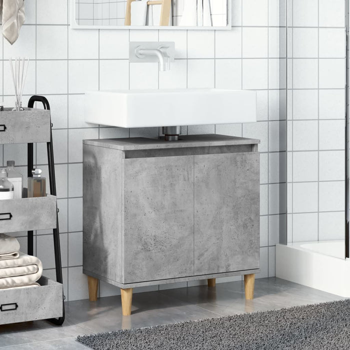 Mobile Lavabo-Armadietto da bagno Grigio Cemento 58x33x60 cm in Legno Multistrato 576367