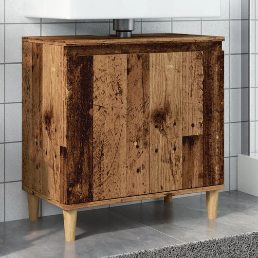 Mobile Lavabo-Armadietto da bagno Legno Antico 58x33x60 cm in Legno Multistrato 229644
