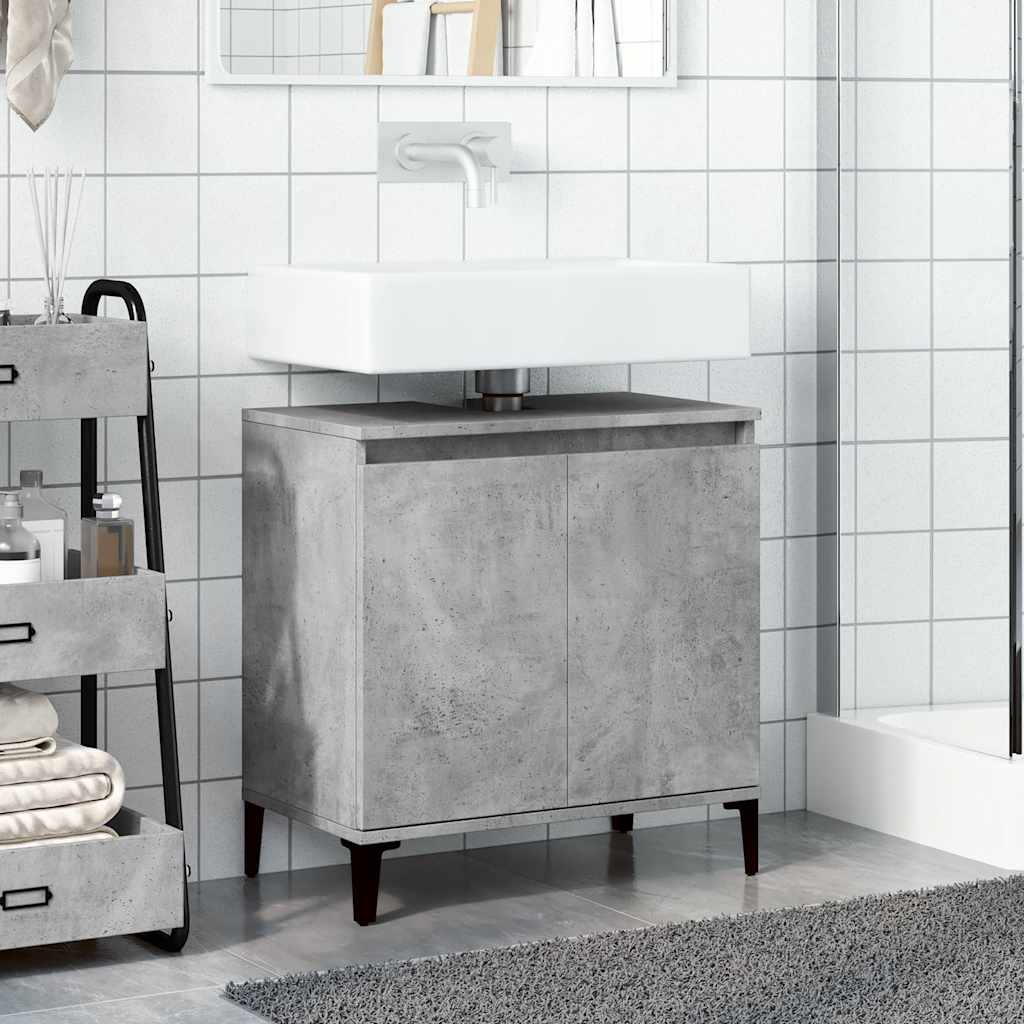 Mobile Lavabo-Armadietto da bagno Grigio Cemento 58x33x60 cm in Legno Multistrato 396457