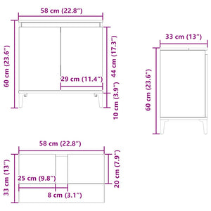 Mobile Lavabo Grigio Cemento 58x33x60 cm in Legno Multistrato 857116