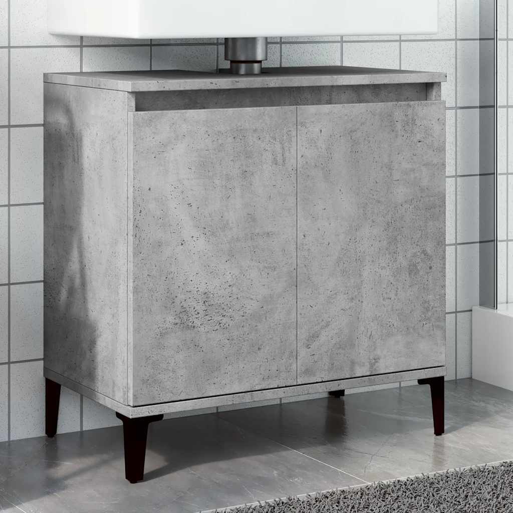 vidaXL Mobile Lavabo Grigio Cemento 58x33x60 cm in Legno Multistrato
