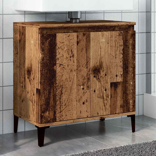 Mobile Lavabo-Armadietto da bagno Legno Antico 58x33x60 cm in Legno Multistrato 235471