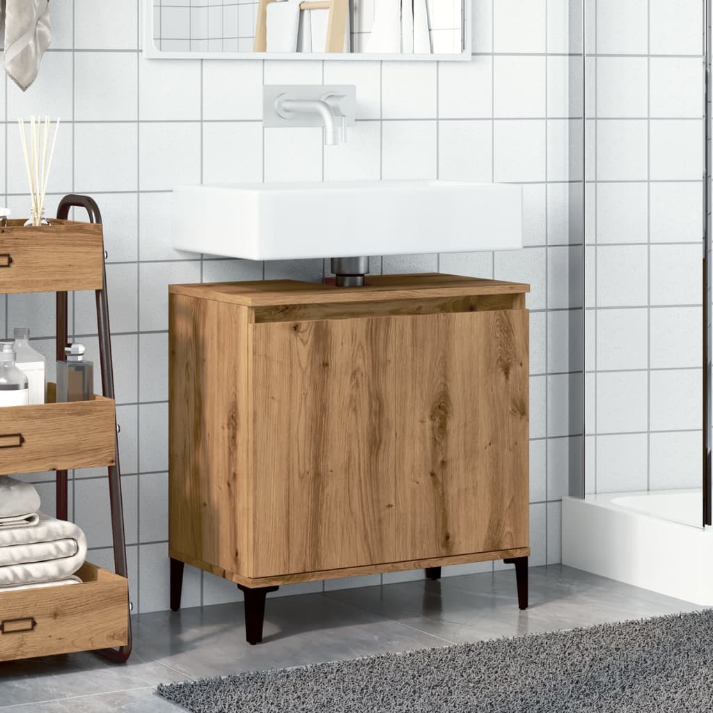 Mobile Lavabo Rovere Artigianale 58x33x60 cm Legno Multistrato