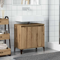 Mobile Lavabo-Armadietto da bagno Rovere Artigianale 58x33x60 cm Legno Multistrato 389117