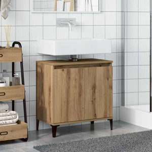Mobile Lavabo-Armadietto da bagno Rovere Artigianale 58x33x60 cm Legno Multistrato 389117