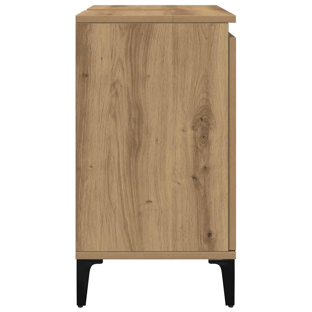 Mobile Lavabo-Armadietto da bagno Rovere Artigianale 58x33x60 cm Legno Multistrato 389117