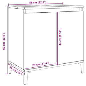 Mobile Lavabo Rovere Artigianale 58x33x60 cm Legno Multistrato 857118