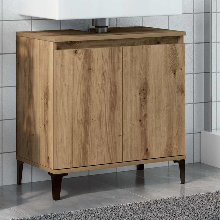 Mobile Lavabo-Armadietto da bagno Rovere Artigianale 58x33x60 cm Legno Multistrato 389117