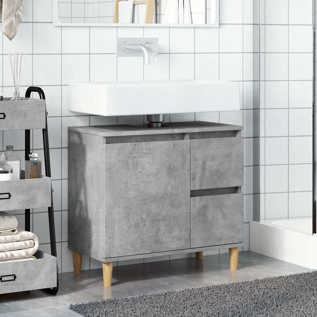 Mobile Lavabo da Bagno Grigio Rovere 65x33x60 cm in Truciolato 857119