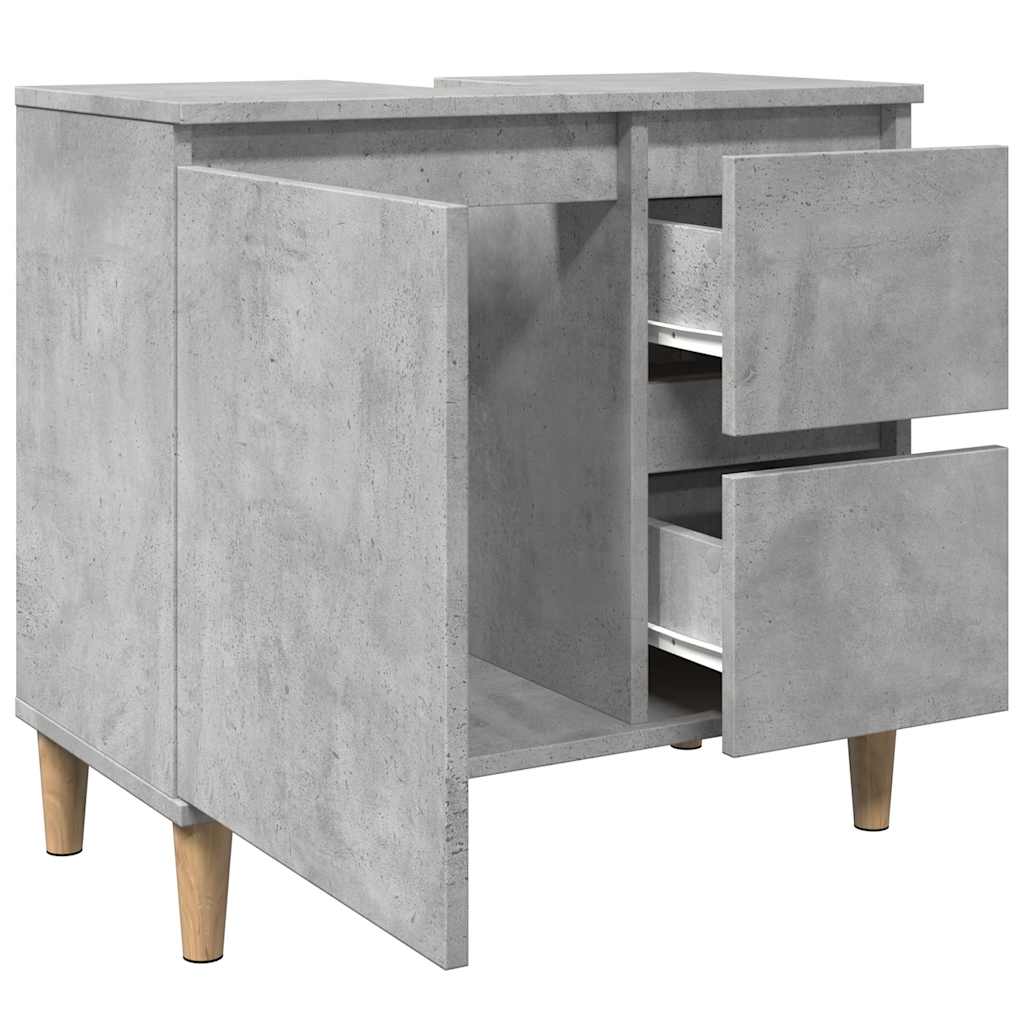 Mobile Lavabo da Bagno-Armadietto da bagno Grigio Rovere 65x33x60 cm in Truciolato