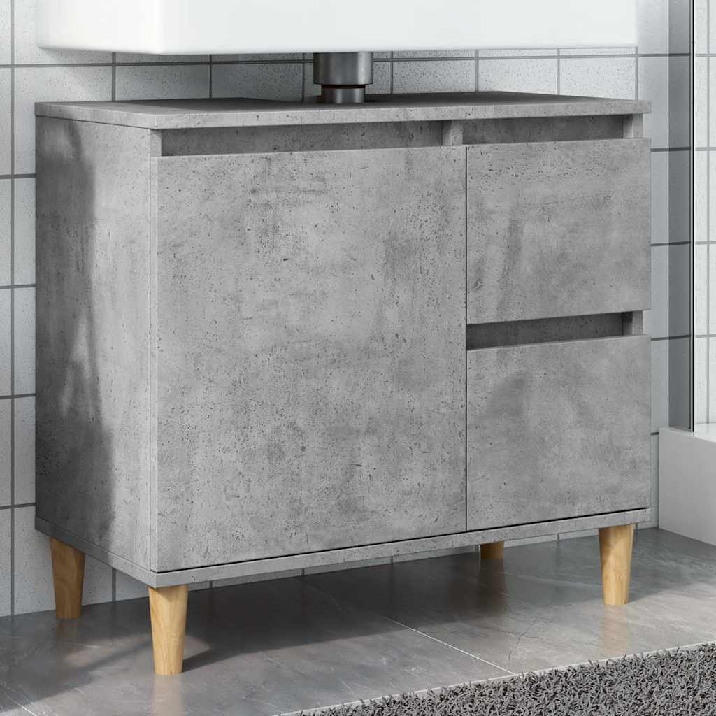 Mobile Lavabo da Bagno-Armadietto da bagno Grigio Rovere 65x33x60 cm in Truciolato