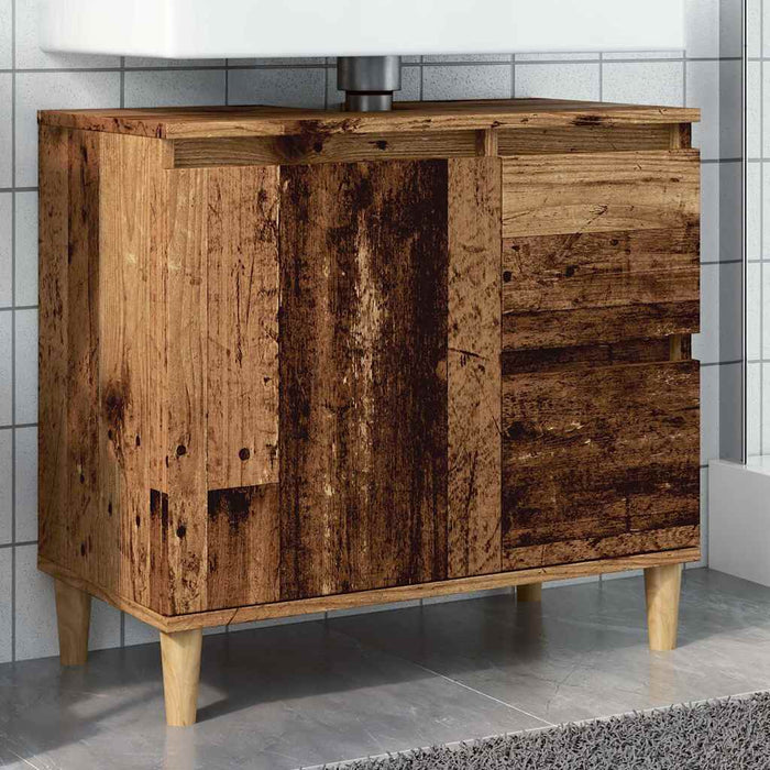 Mobile Sottolavabo-Armadietto da bagno Legno Antico 65x33x60 cm in Truciolato 286790