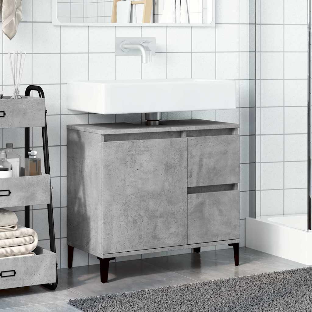 Mobile Lavabo da Bagno-Armadietto da bagno Grigio Rovere 65x33x60cm in Truciolato