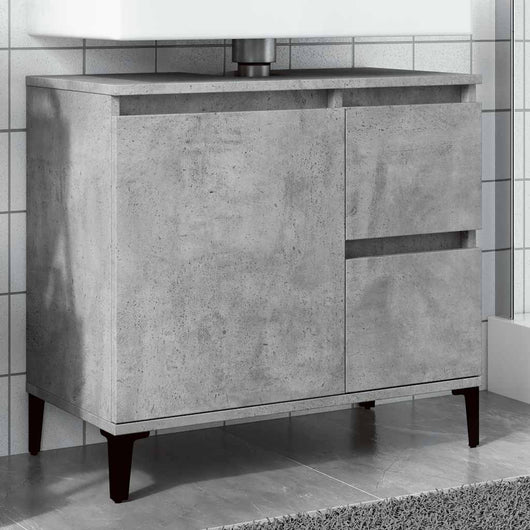 Mobile Lavabo da Bagno-Armadietto da bagno Grigio Rovere 65x33x60cm in Truciolato