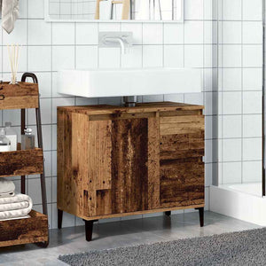 Mobile Sottolavabo-Armadietto da bagno Legno Antico 65x33x60 cm in Truciolato 511859