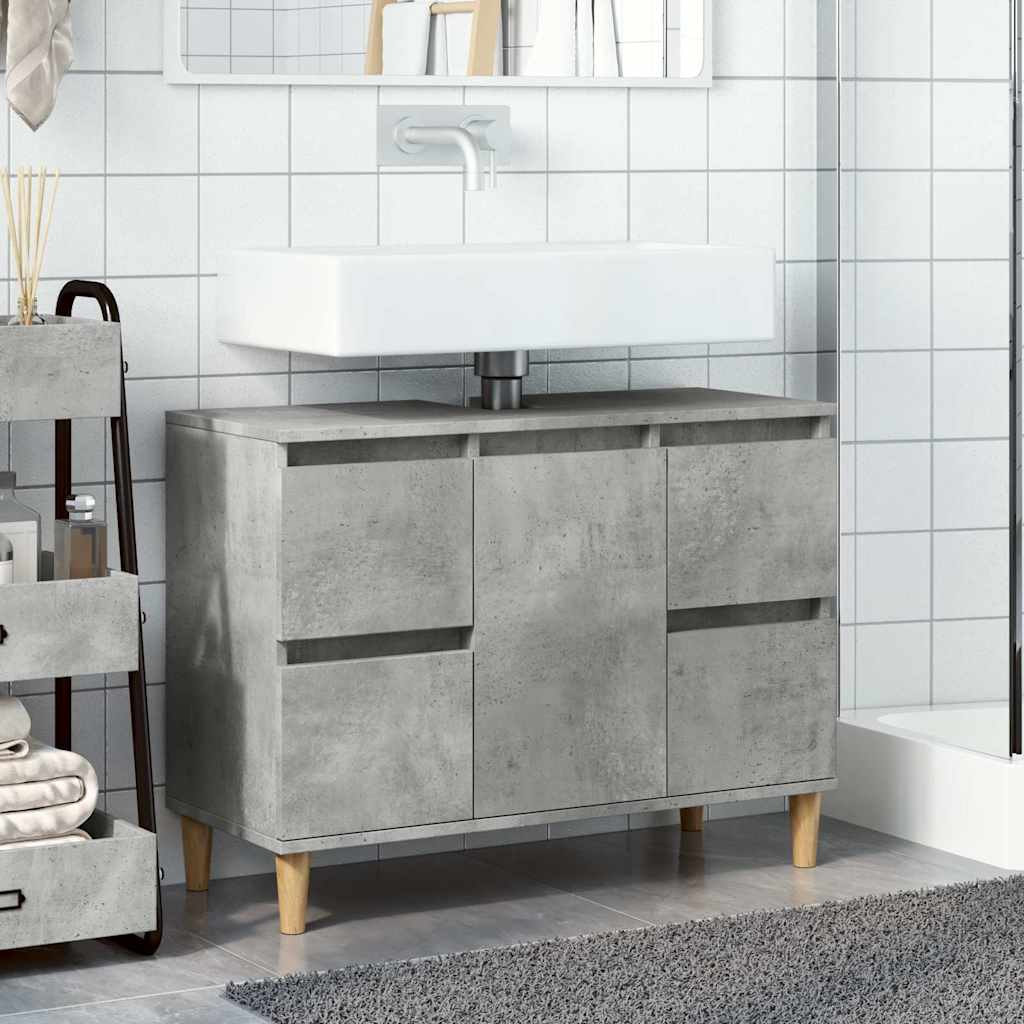 Mobile Lavabo-Armadietto da bagno Grigio Cemento 80x33x60 cm in Legno Multistrato 398110