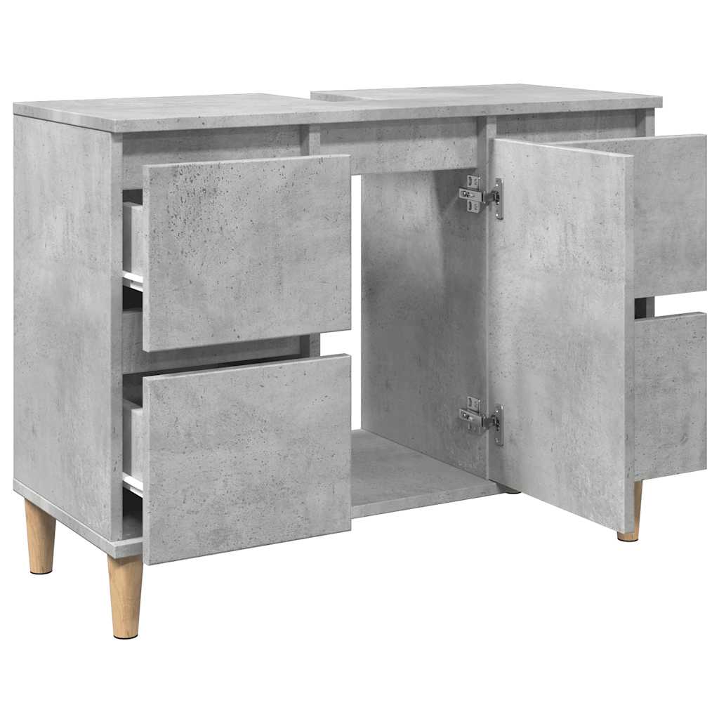 Mobile Lavabo-Armadietto da bagno Grigio Cemento 80x33x60 cm in Legno Multistrato 398110